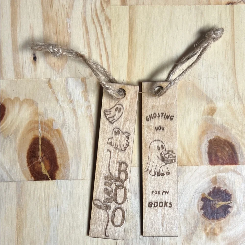 Wooden Ghost Bookmarks with Twine